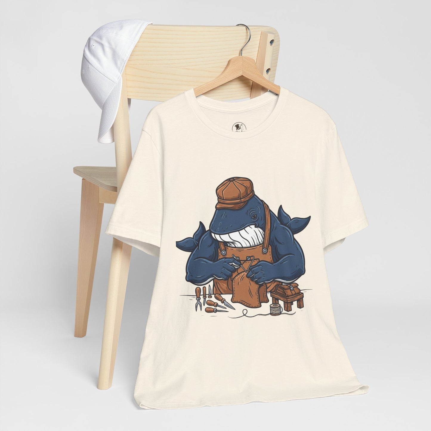 Crafty Shark Tee - Fun Unisex Casual Shirt for Ocean Lovers, Unique Gift Idea and Art Inspired Apparel - ArtOm_farm™ LEATHER