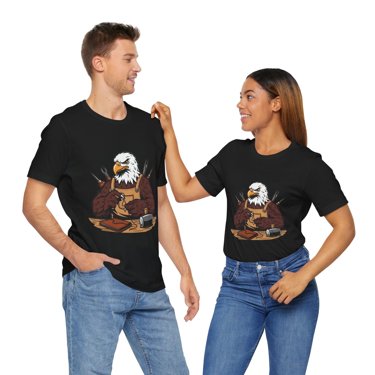 Crafty Eagle DIY Shirt - Unisex Tee for Crafters, Eagle Graphic Design, Gift for Men and Women - ArtOm_farm™ LEATHER
