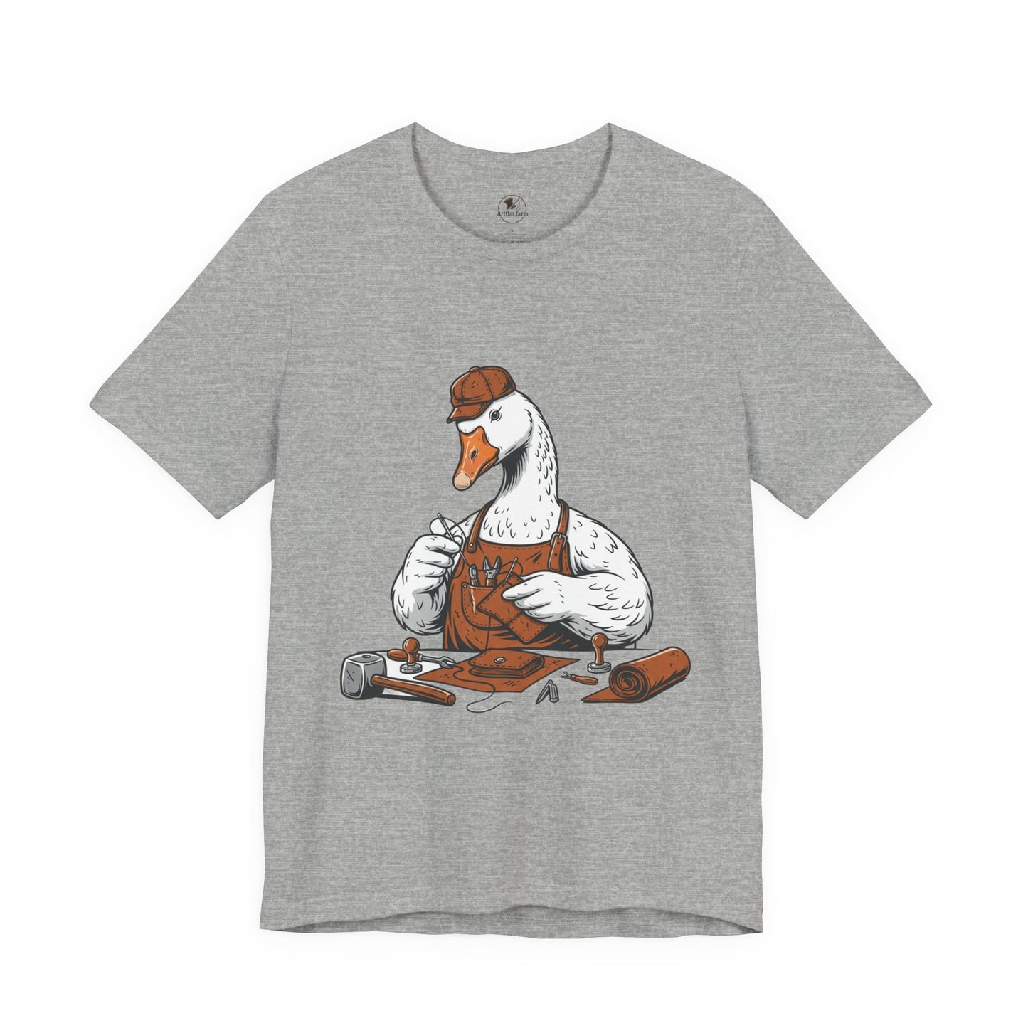 Creative Duck Artisan Tee - Unisex Graphic T-Shirt, Unique Gift for Crafters, Fun Animal Shirt, Artisan Duck Tee - ArtOm_farm™ LEATHER