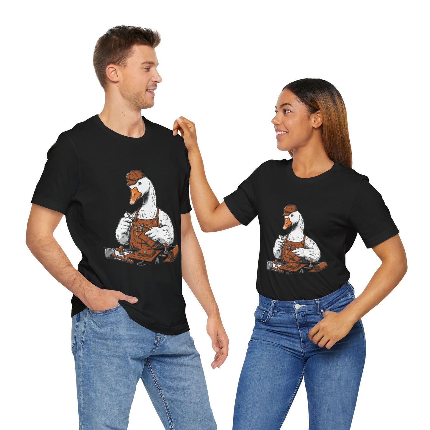 Creative Duck Artisan Tee - Unisex Graphic T-Shirt, Unique Gift for Crafters, Fun Animal Shirt, Artisan Duck Tee - ArtOm_farm™ LEATHER