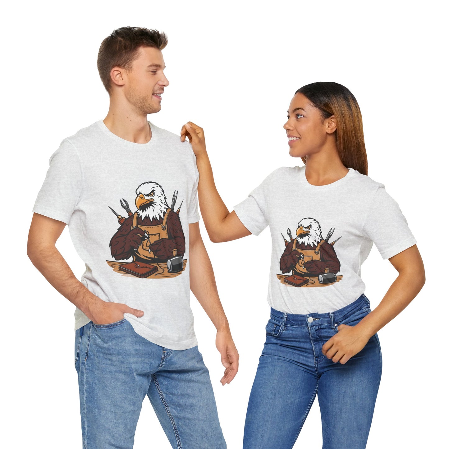 Crafty Eagle DIY Shirt - Unisex Tee for Crafters, Eagle Graphic Design, Gift for Men and Women - ArtOm_farm™ LEATHER