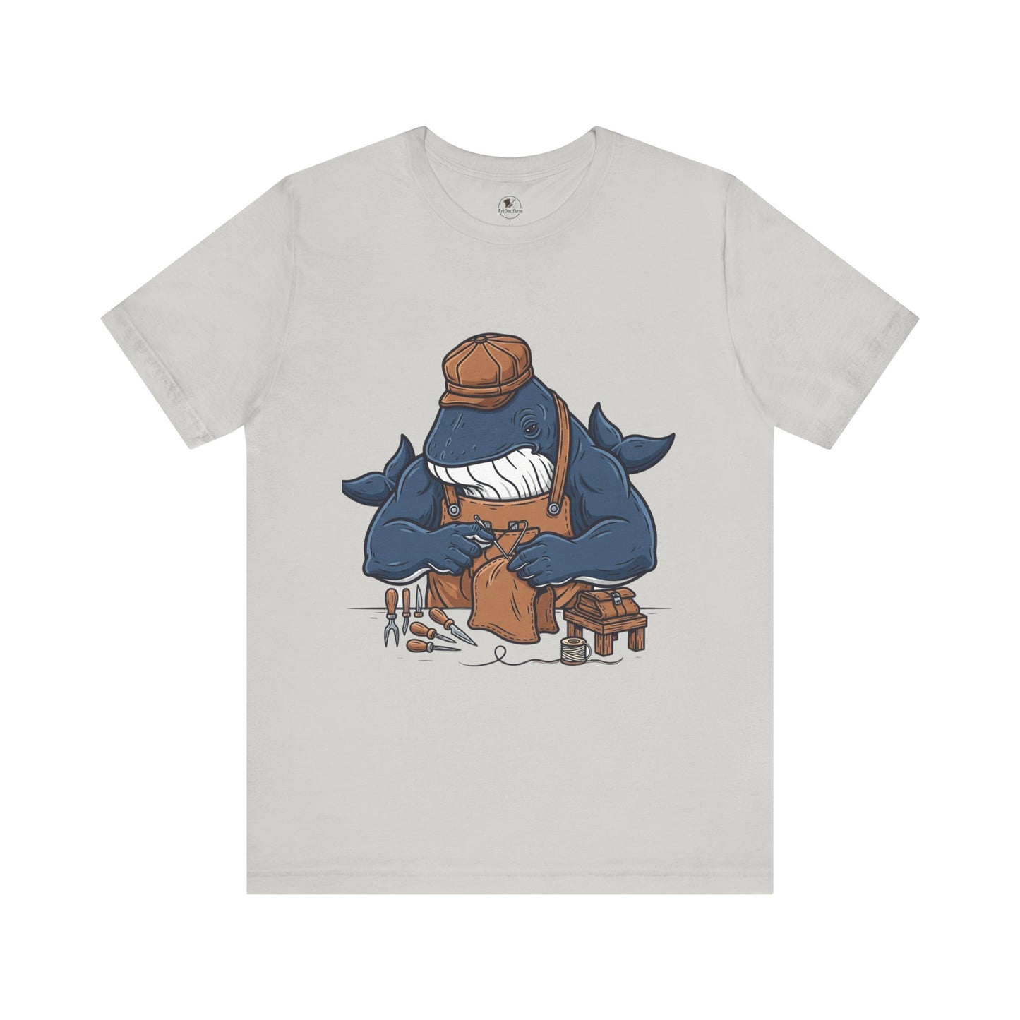 Crafty Shark Tee - Fun Unisex Casual Shirt for Ocean Lovers, Unique Gift Idea and Art Inspired Apparel - ArtOm_farm™ LEATHER