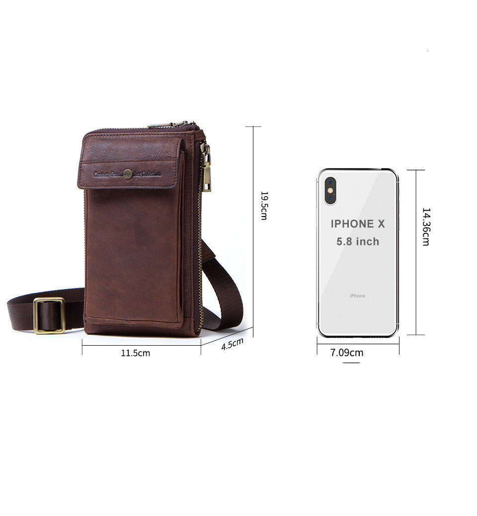 Retro Men's Phone Bag in Crazy Horse and Cow Leather - ArtOm_farm™ LEATHER