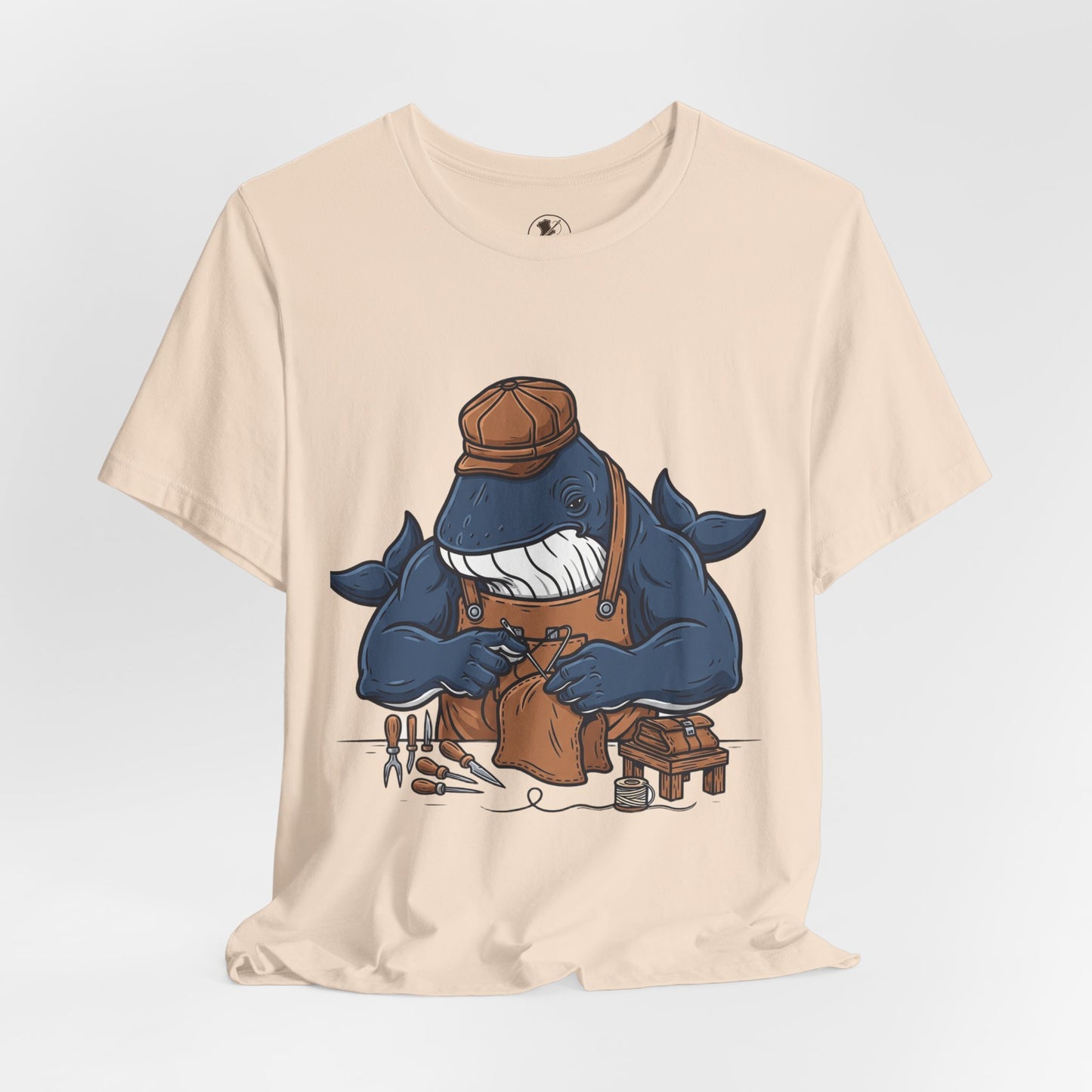 Crafty Shark Tee - Fun Unisex Casual Shirt for Ocean Lovers, Unique Gift Idea and Art Inspired Apparel - ArtOm_farm™ LEATHER