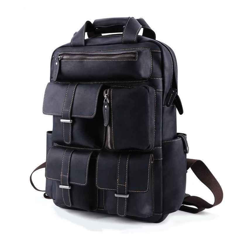 Crazy Horse Leather Messenger Bag for Men - Retro Shoulder Design