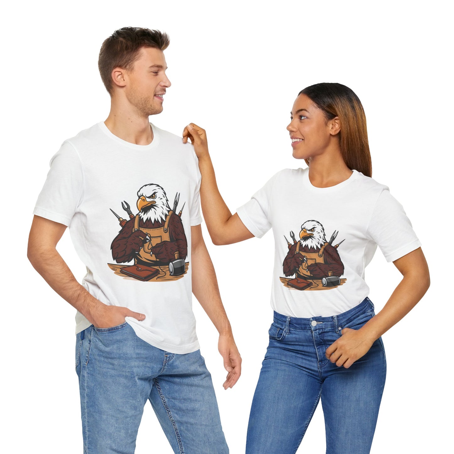 Crafty Eagle DIY Shirt - Unisex Tee for Crafters, Eagle Graphic Design, Gift for Men and Women - ArtOm_farm™ LEATHER