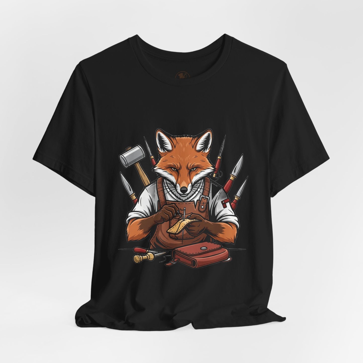 Crafty Fox T-Shirt - Funny Artisan Tee for Crafters, Perfect Gift for Art Lovers, Unique Handmade Vibes - ArtOm_farm™ LEATHER