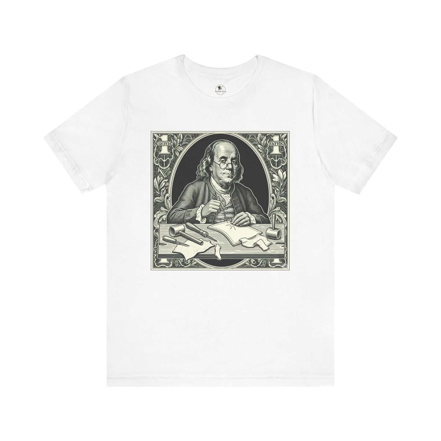 Benjamin Franklin Vintage Tee for History Lovers - Unisex Short Sleeve Shirt, Unique Teacher Gift - ArtOm_farm™ LEATHER