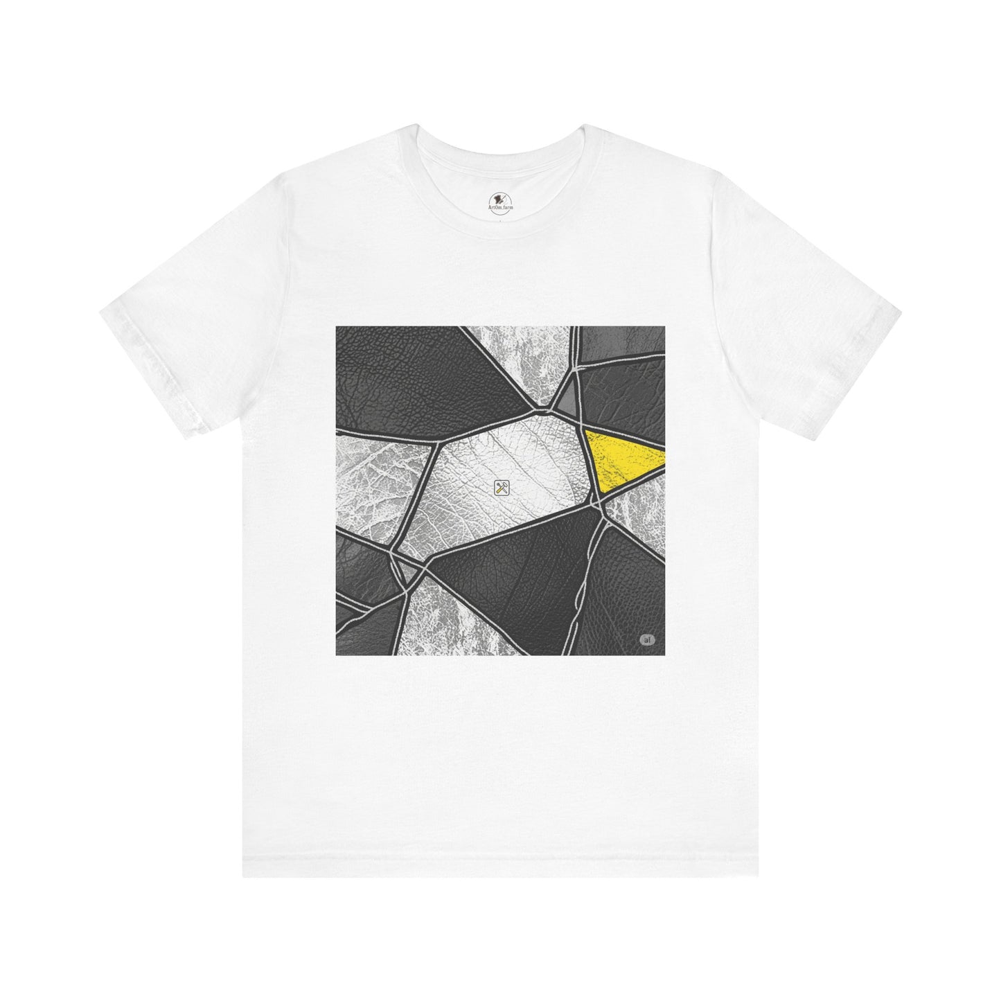 Stylish Geometric Graphic Tee - Modern Art T-Shirt for Casual Wear | Unisex Short Sleeve Shirt, Perfect Gift for Art Lovers and Unique Personal Style - ArtOm_farm™ LEATHER