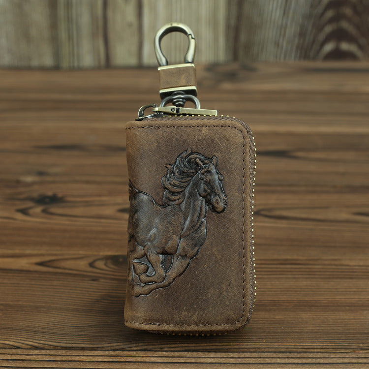 Zodiac Horse Key Case - Stylish and Unique Accessory for Astrology Lovers - ArtOm_farm™ LEATHER