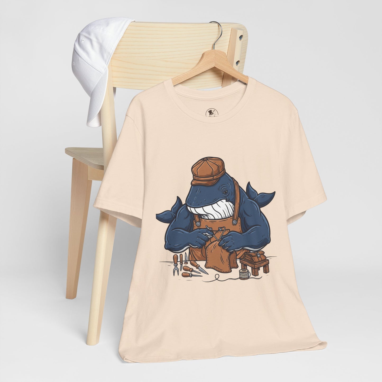 Crafty Shark Tee - Fun Unisex Casual Shirt for Ocean Lovers, Unique Gift Idea and Art Inspired Apparel - ArtOm_farm™ LEATHER