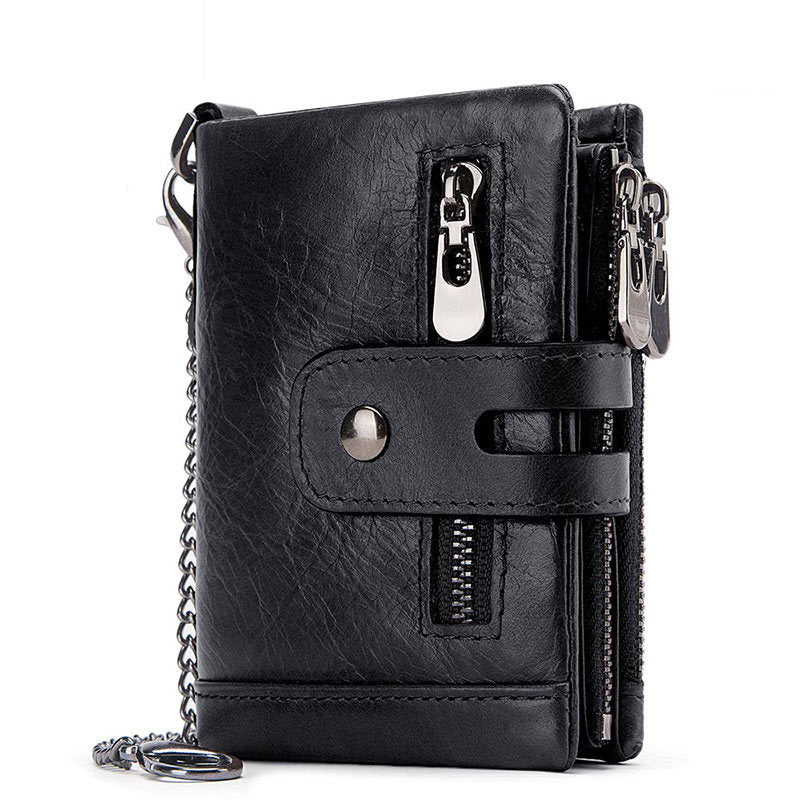 RFID Anti-Theft Wallet - Three-Fold Multi-Card Slot Crazy Horse Leather - ArtOm_farm™ LEATHER