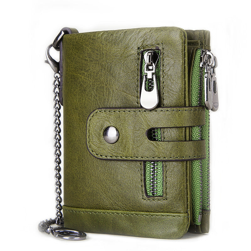 RFID Anti-Theft Wallet - Three-Fold Multi-Card Slot Crazy Horse Leather - ArtOm_farm™ LEATHER