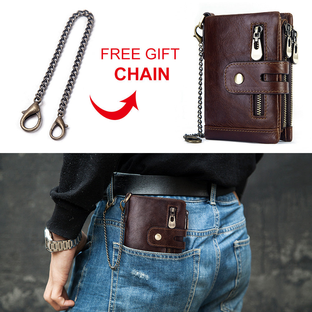 RFID Anti-Theft Wallet - Three-Fold Multi-Card Slot Crazy Horse Leather - ArtOm_farm™ LEATHER