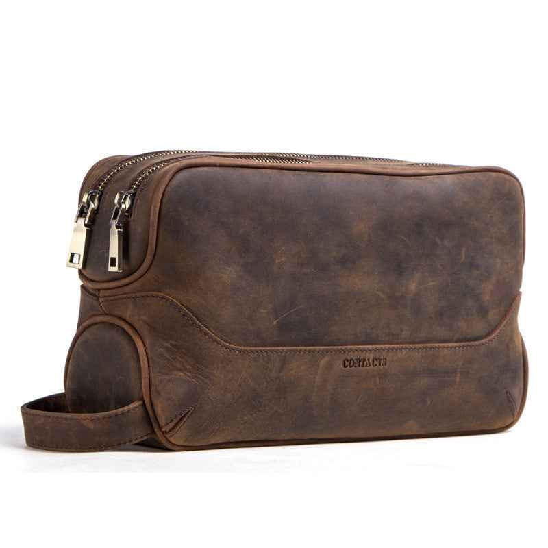 Men's Genuine Leather Clutch Organizer Bag Crafted from Authentic Crazy Horse Leather - ArtOm_farm™ LEATHER