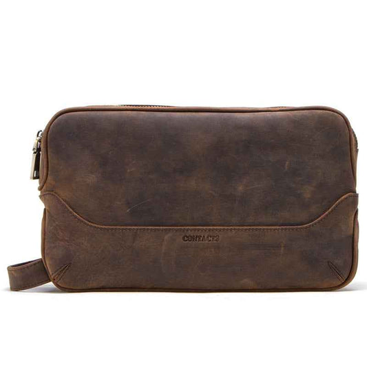 Men's Genuine Leather Clutch Organizer Bag Crafted from Authentic Crazy Horse Leather - ArtOm_farm™ LEATHER