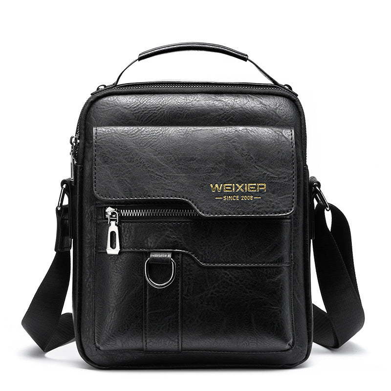 Vintage Leather Business Bag - Vertical Portable Casual Leather Bag - ArtOm_farm™ LEATHER