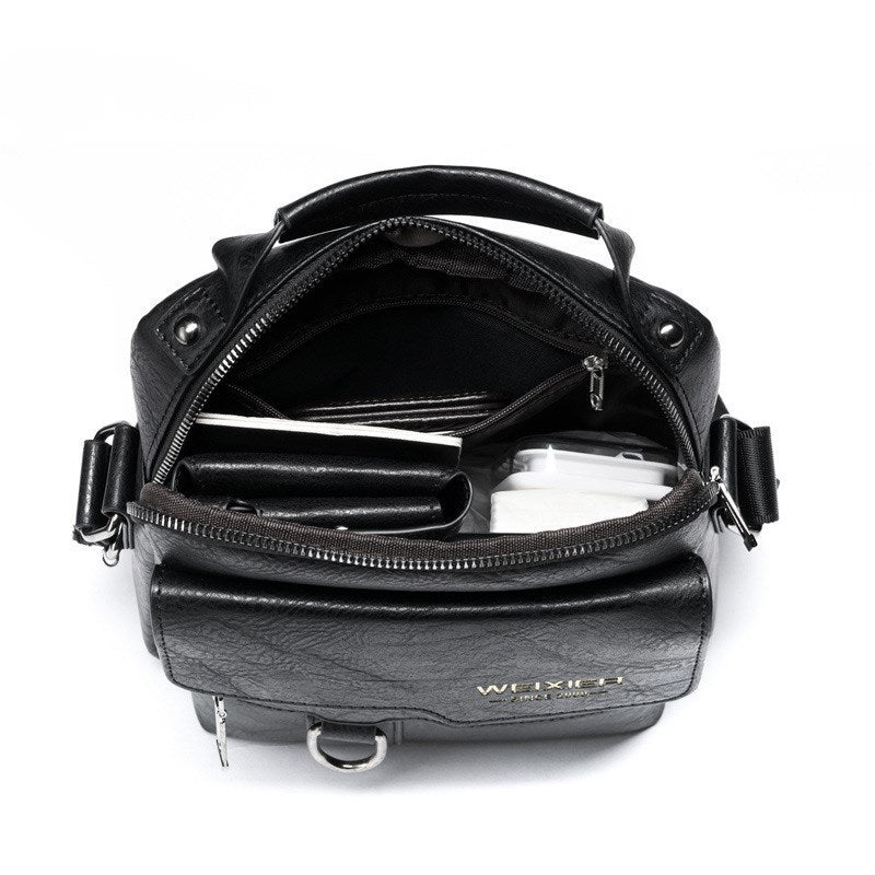 Vintage Leather Business Bag - Vertical Portable Casual Leather Bag - ArtOm_farm™ LEATHER