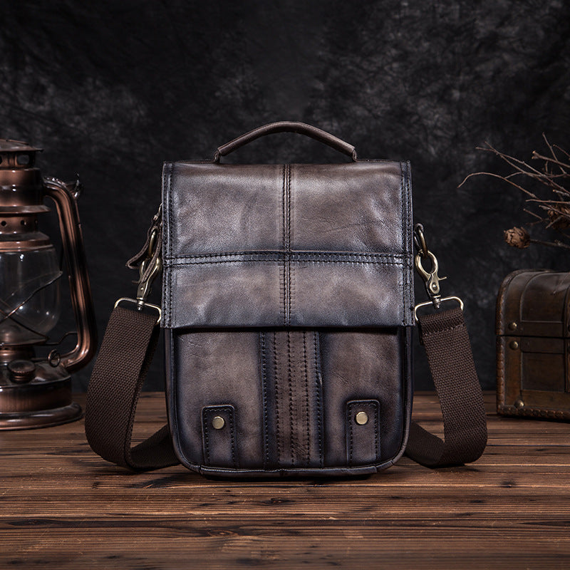 Imported Crazy Horse Leather Travel Bag for Men - 8-Inch Retro Outdoor Shoulder Diagonal Bag - ArtOm_farm™ LEATHER