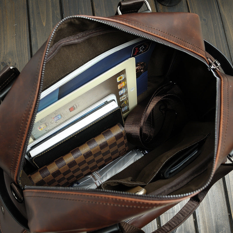 Classic Leather Men's Bag - Casual Crazy Horse Crossbody Travel Bag with Large Capacity - ArtOm_farm™ LEATHER