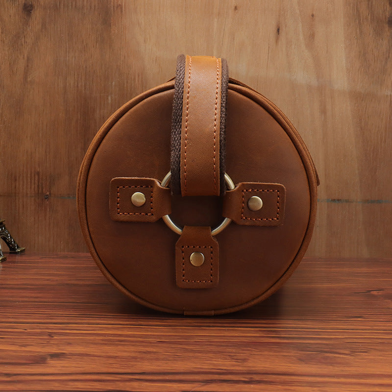 Vintage Leather Cylinder Bag – Stylish & Timeless Accessory - ArtOm_farm™ LEATHER