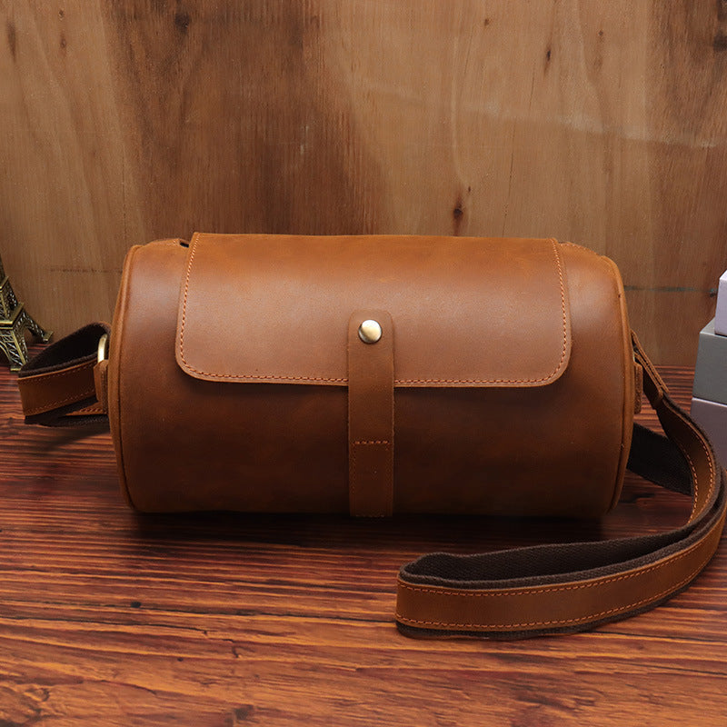 Vintage Leather Cylinder Bag – Stylish & Timeless Accessory - ArtOm_farm™ LEATHER