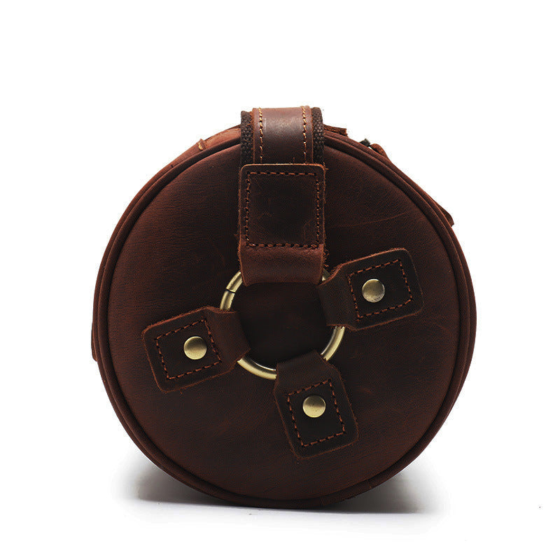 Vintage Leather Cylinder Bag – Stylish & Timeless Accessory - ArtOm_farm™ LEATHER