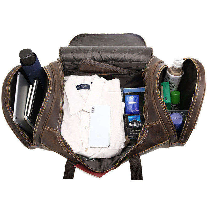 Trendy Leather Travel Bag - Large-Capacity Men's Cow Leather Gym Bag - ArtOm_farm™ LEATHER