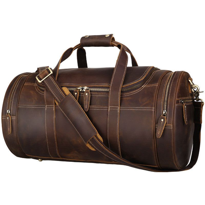 Trendy Leather Travel Bag - Large-Capacity Men's Cow Leather Gym Bag - ArtOm_farm™ LEATHER