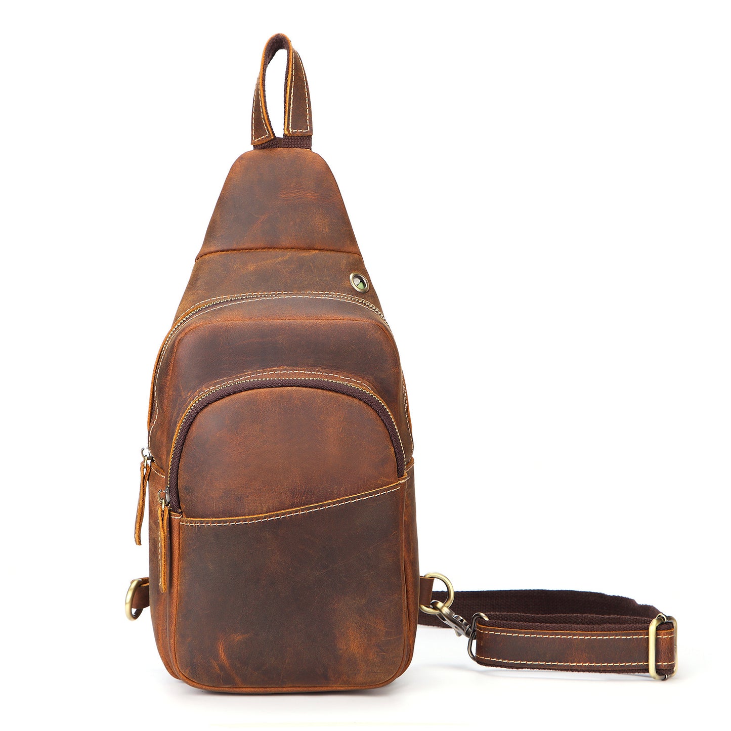 Horse Leather Chest Bag - Men's Shoulder Messenger Bag - ArtOm_farm™ LEATHER