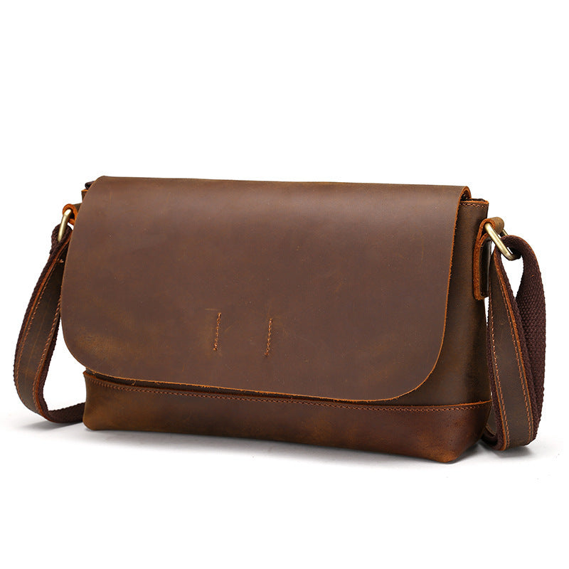 Horse Leather Men's Shoulder Bag - Retro Fashion Casual Messenger Bag - ArtOm_farm™ LEATHER
