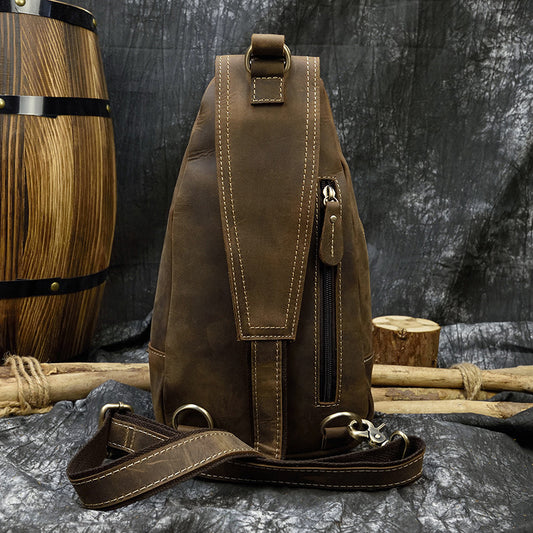 Men's Leather Shoulder Bag - Retro Crazy Horse Leather Casual Multifunctional Design - ArtOm_farm™ LEATHER