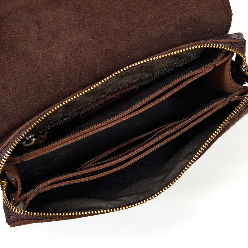 Leather Clutch Wallet for Men - Retro Crazy Horse Leather Multifunction Clutch - ArtOm_farm™ LEATHER