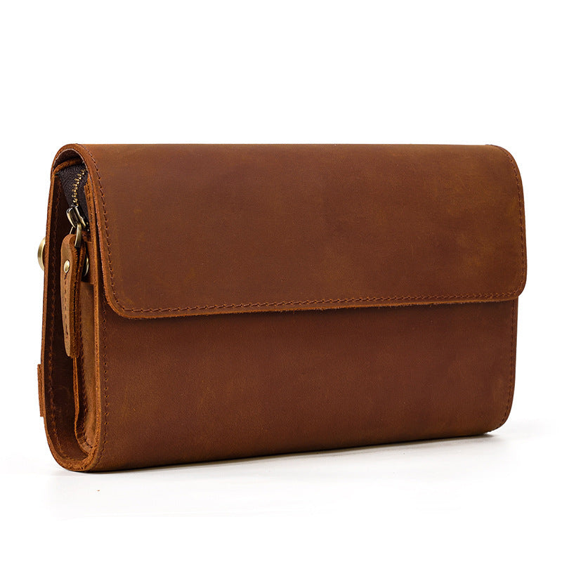 Leather Clutch Wallet for Men - Retro Crazy Horse Leather Multifunction Clutch - ArtOm_farm™ LEATHER