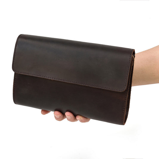Leather Clutch Wallet for Men - Retro Crazy Horse Leather Multifunction Clutch - ArtOm_farm™ LEATHER