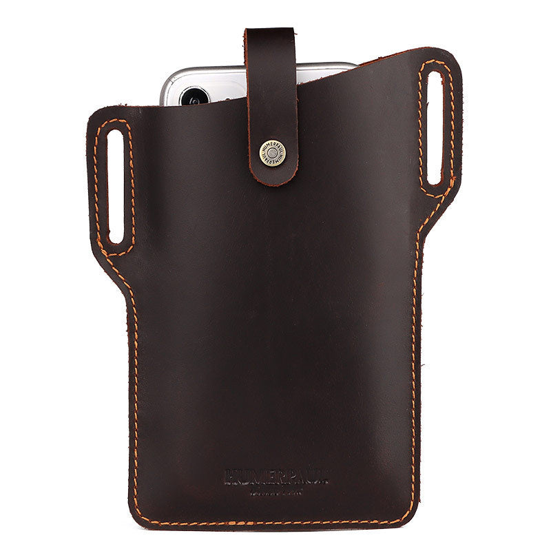 Hummer Paul Leather Cell Phone Bag - Retro Crazy Horse Leather Men's Belt Waist Bag - ArtOm_farm™ LEATHER