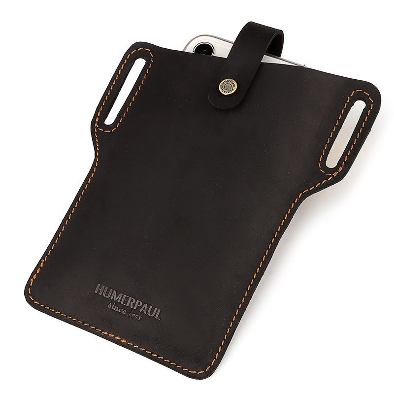 Hummer Paul Leather Cell Phone Bag - Retro Crazy Horse Leather Men's Belt Waist Bag - ArtOm_farm™ LEATHER