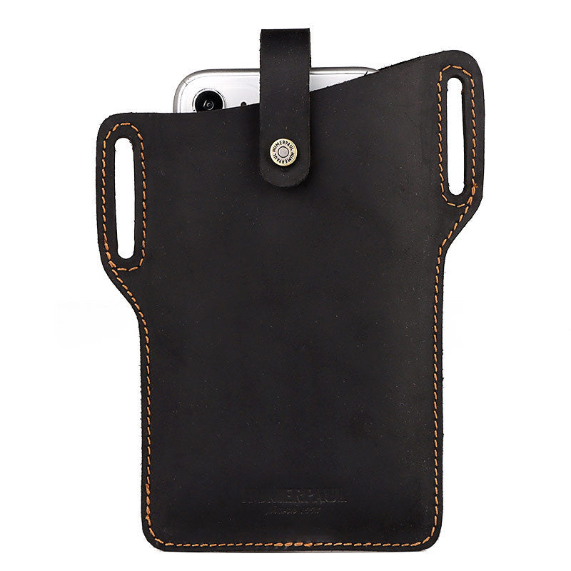 Hummer Paul Leather Cell Phone Bag - Retro Crazy Horse Leather Men's Belt Waist Bag - ArtOm_farm™ LEATHER