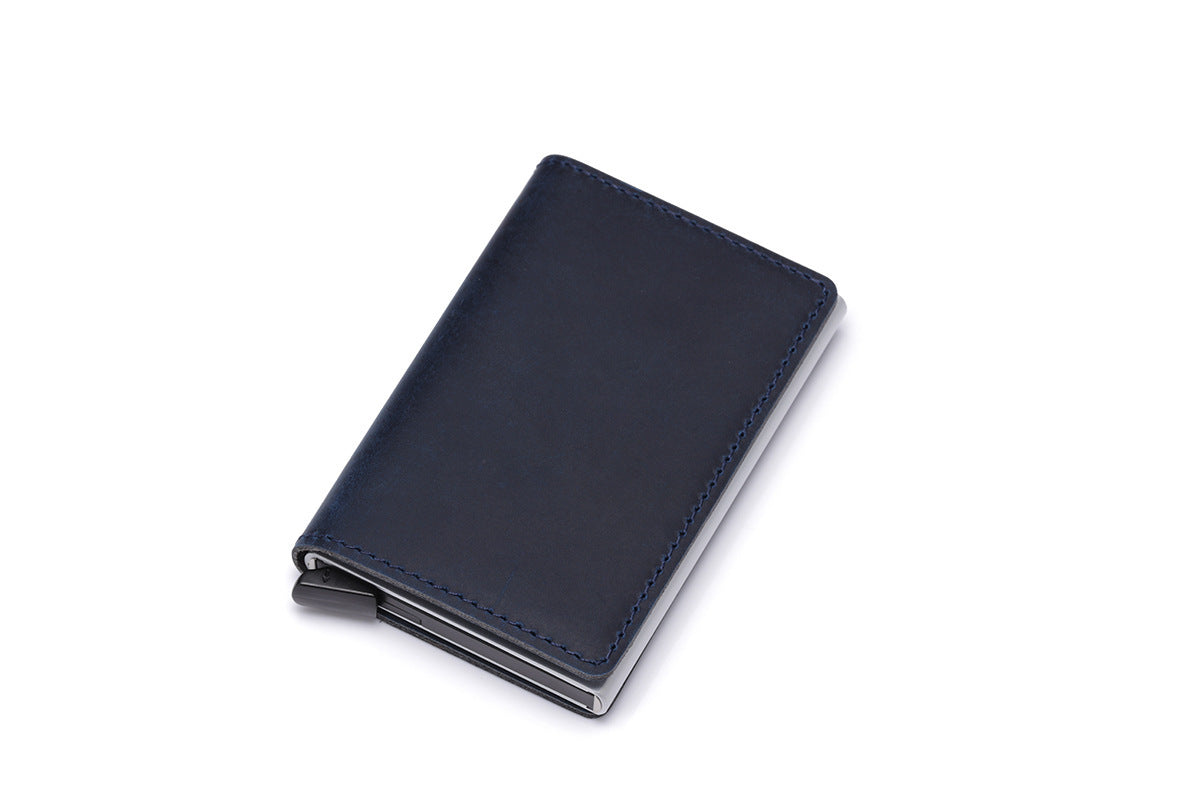 Retro Leather Card Case - Crazy Horse Leather and Aluminum Design - ArtOm_farm™ LEATHER