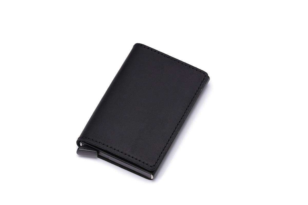 Retro Leather Card Case - Crazy Horse Leather and Aluminum Design - ArtOm_farm™ LEATHER