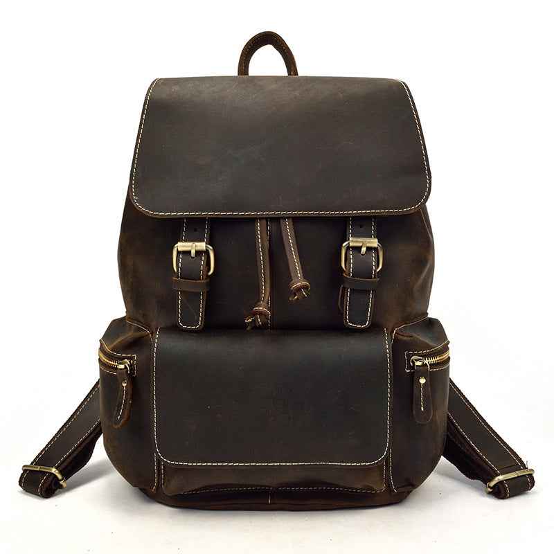 Men's Crazy Horse Genuine Leather Backpack - Durable, Stylish, and Versatile - ArtOm_farm™ LEATHER