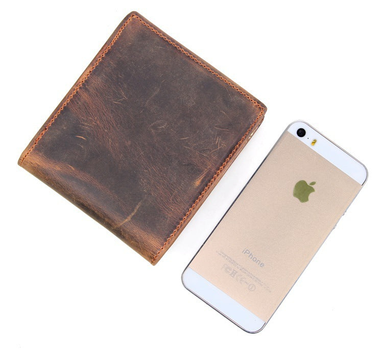Men's Leather Wallet - Luxury Horse Leather Short Wallet for Men - ArtOm_farm™ LEATHER