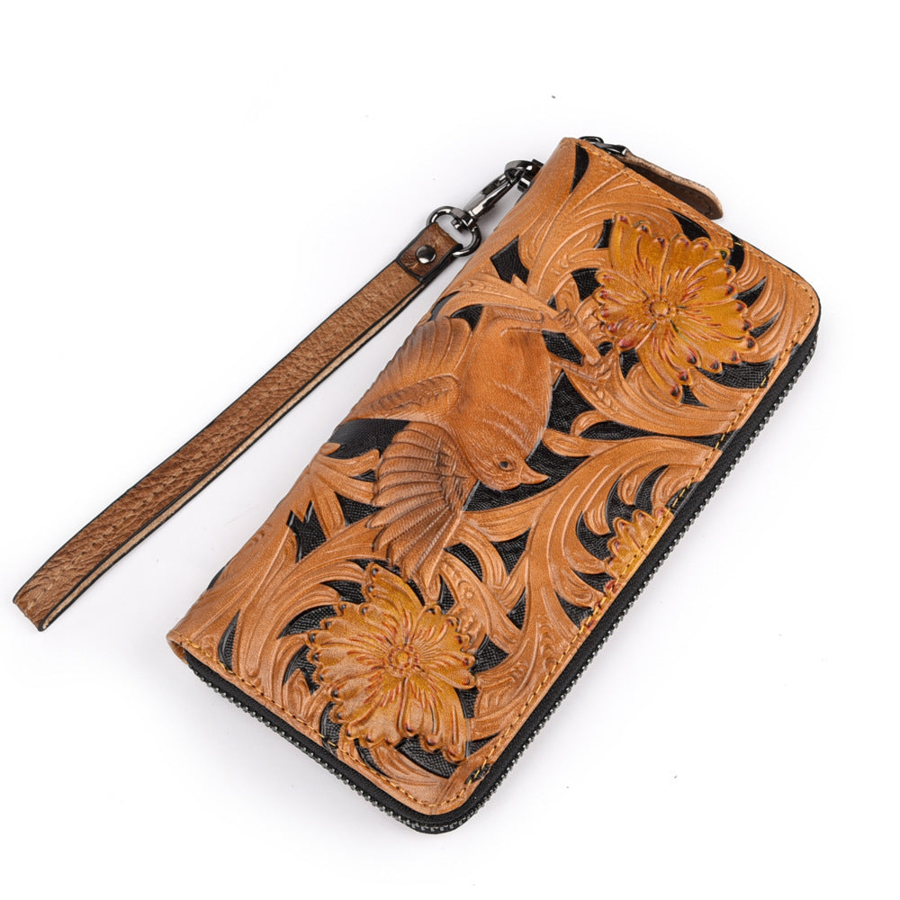 The First Layer Cowhide Leather Zipper Bag Craft for Leisure Use - ArtOm_farm™ LEATHER