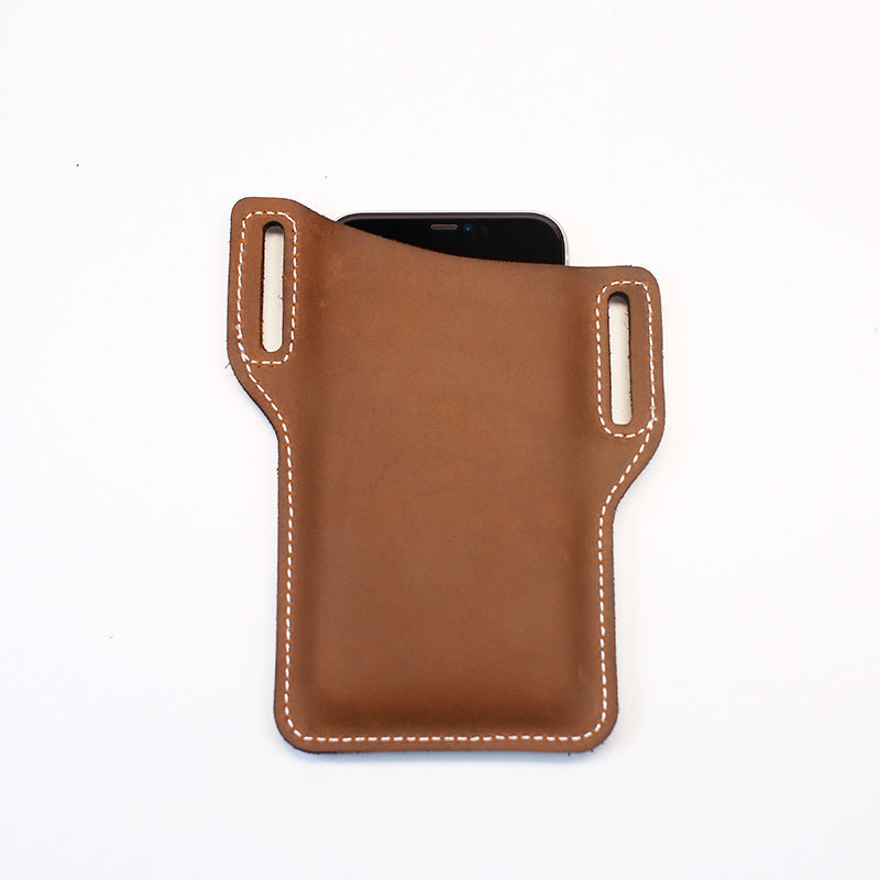 Cross Border Customized Leather Mobile Phone Bag with Belt Waist EDC Tactical Cover - ArtOm_farm™ LEATHER