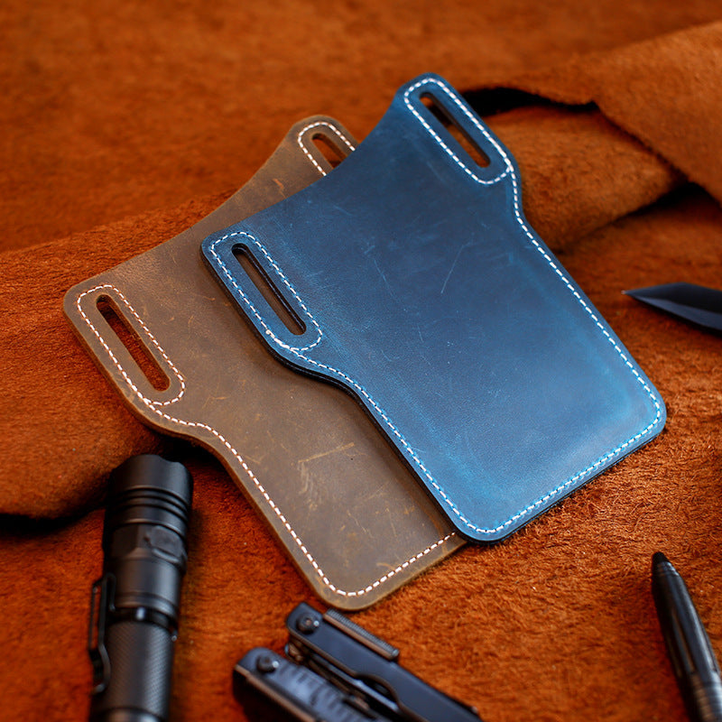 Cross Border Customized Leather Mobile Phone Bag with Belt Waist EDC Tactical Cover - ArtOm_farm™ LEATHER