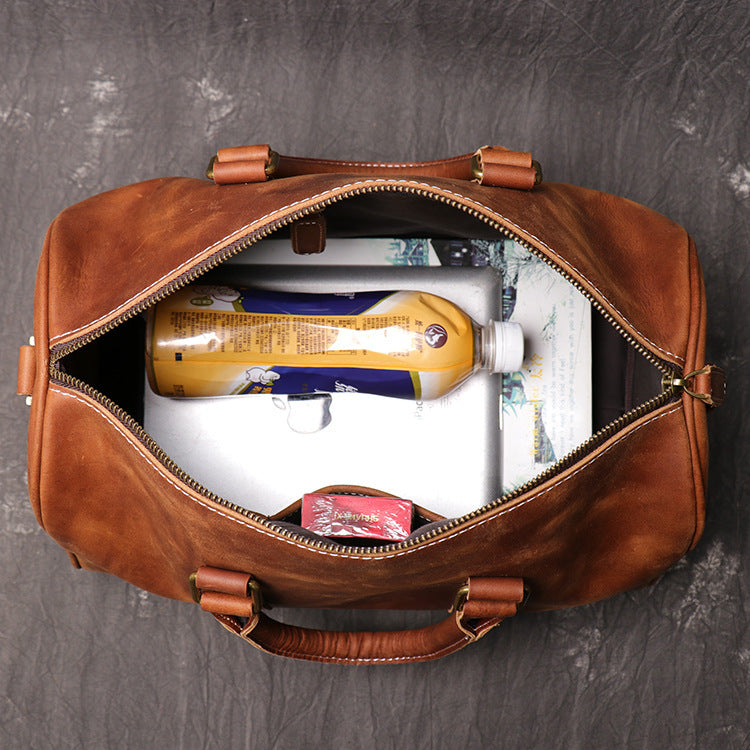 Crazy Horse Leather Messenger Bag for Short-Distance Business Travel - Simple One-Shoulder Design - ArtOm_farm™ LEATHER