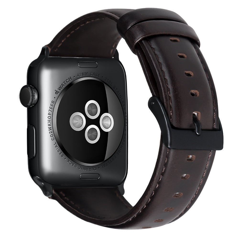 Apple Watch Leather Strap - Compatible All-inclusive Crazy Horse Pattern Oil Wax Leather Band for Apple Watch Iwatch - ArtOm_farm™ LEATHER