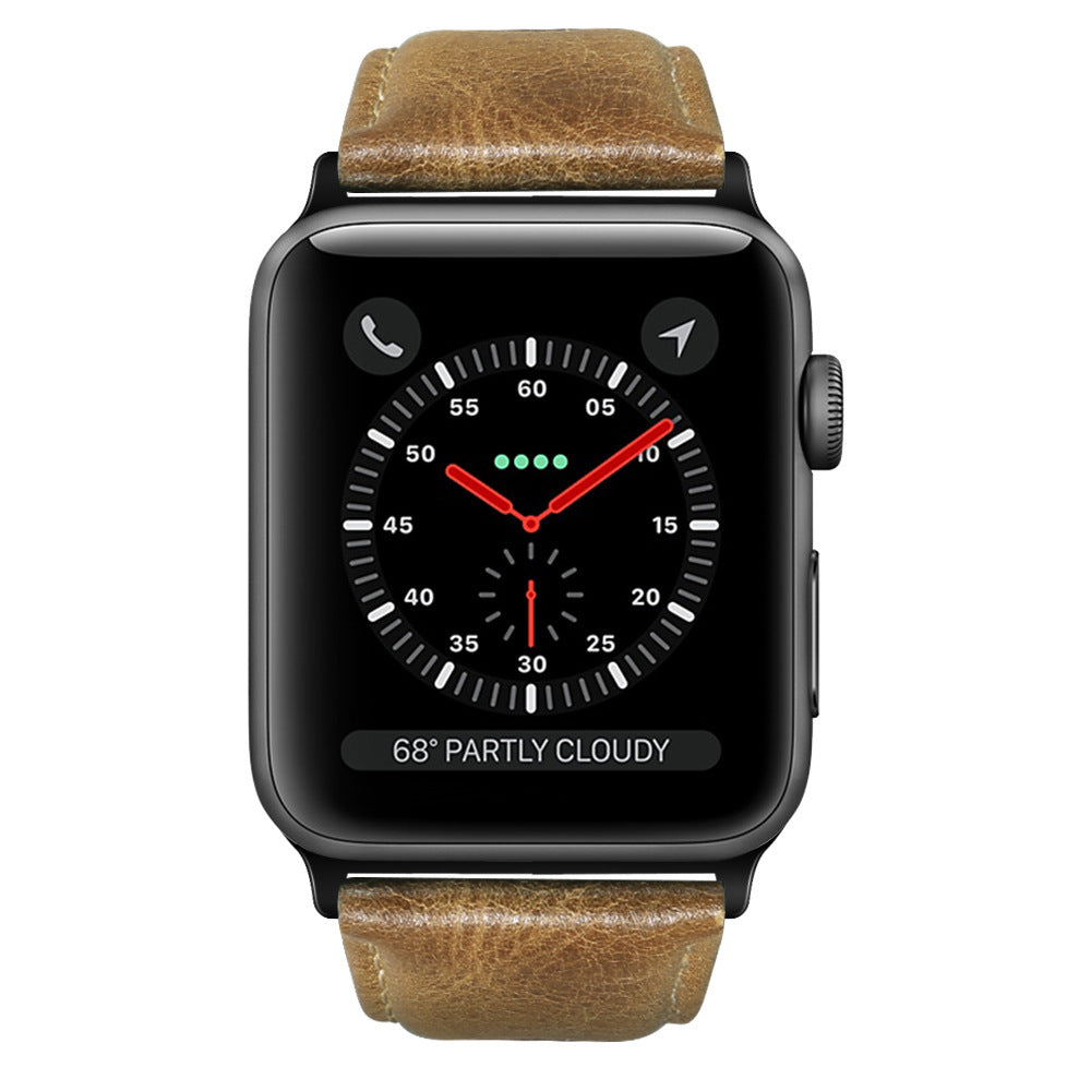 Apple Watch Leather Strap - Compatible All-inclusive Crazy Horse Pattern Oil Wax Leather Band for Apple Watch Iwatch - ArtOm_farm™ LEATHER