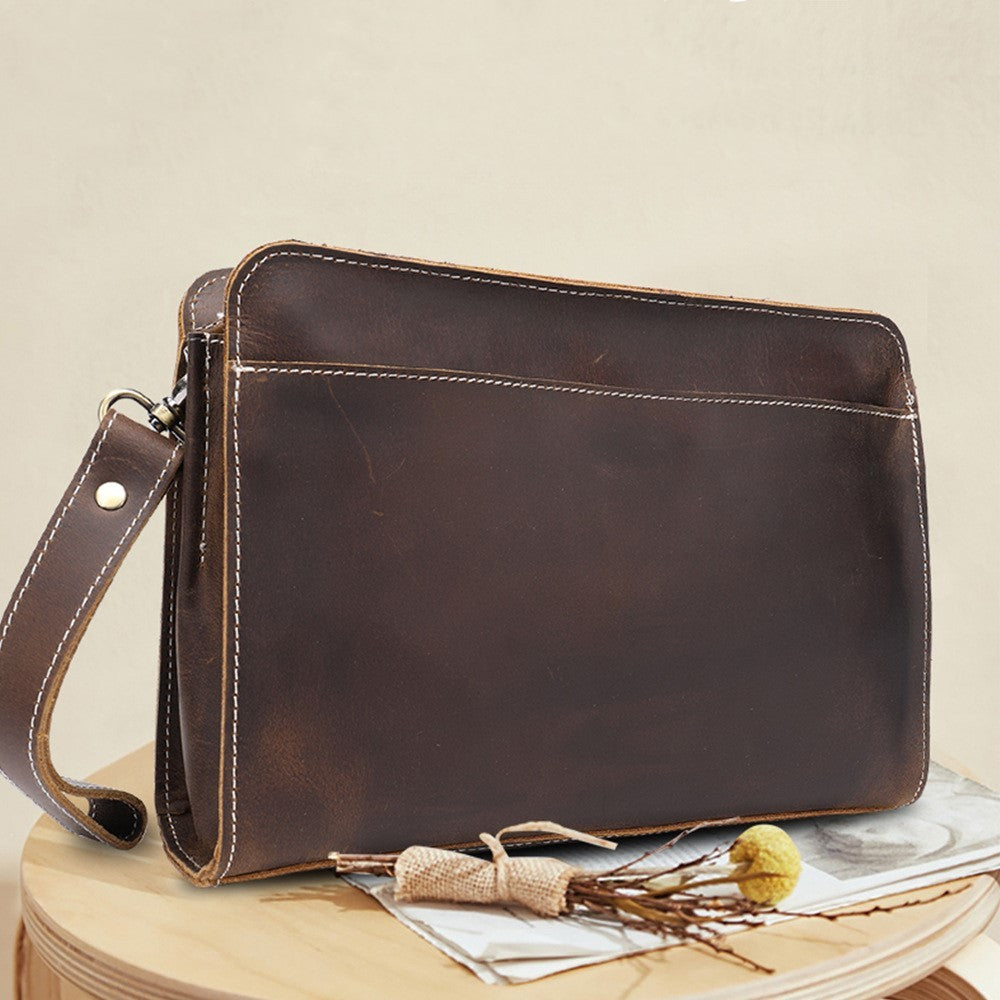 Retro Leather Handbag - Crazy Horse Leather Head Layer Cowhide Large Capacity - ArtOm_farm™ LEATHER