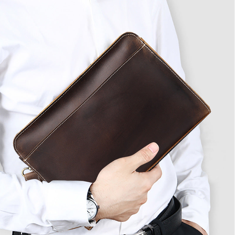 Retro Leather Handbag - Crazy Horse Leather Head Layer Cowhide Large Capacity - ArtOm_farm™ LEATHER
